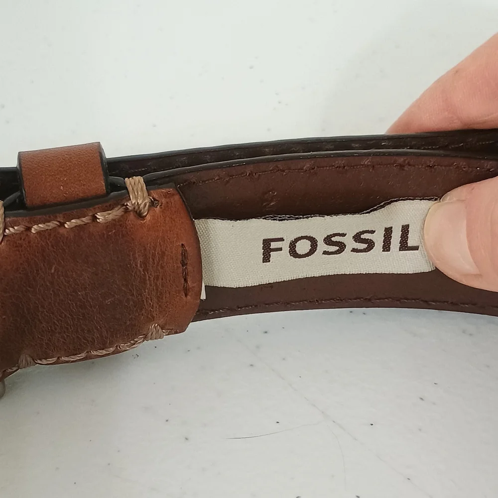 Fossil MB125520036 Brown Leather Belt 90/36 Silver Buckle